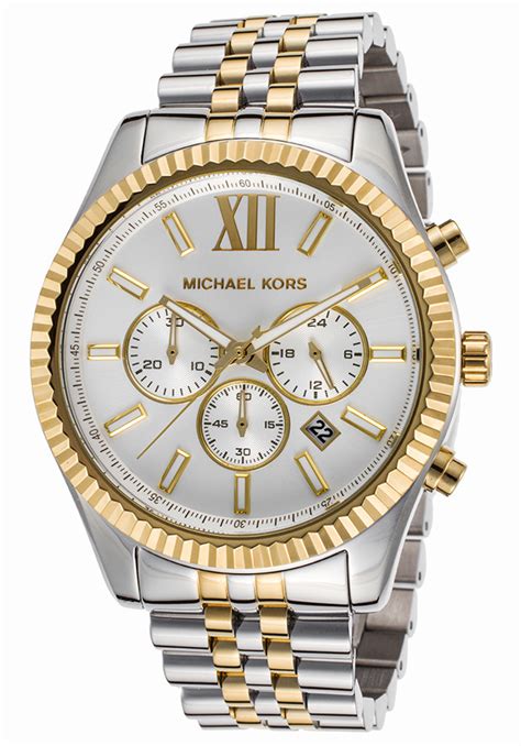 michael kors mk8344|oversized lexington two tone watch.